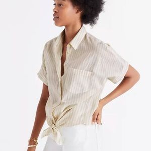 Striped tie front blouse